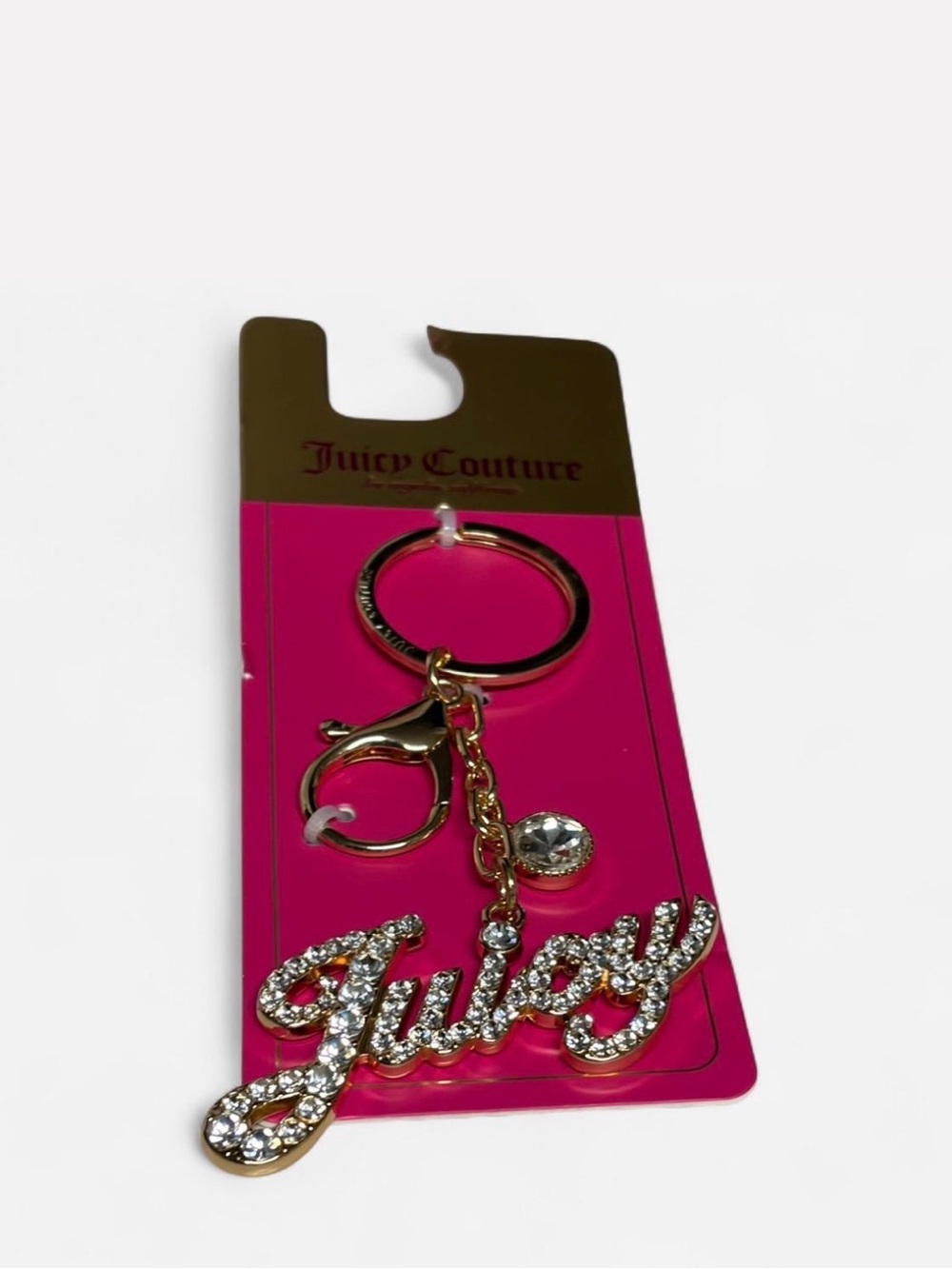 Juicy Couture Gold-Tone Crystal 'Juicy' Script Keychain